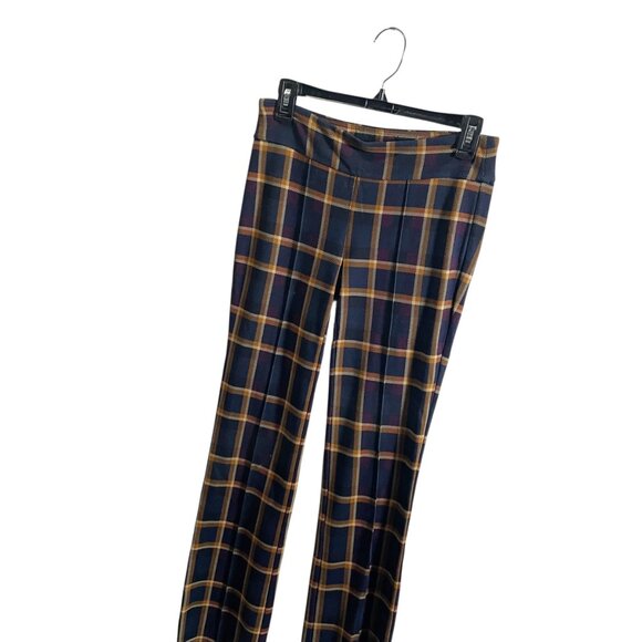 J McLaughlin Rylie Navy & Orange Plaid Pants Size XS Stretchy Slim Fit - Picture 3 of 6